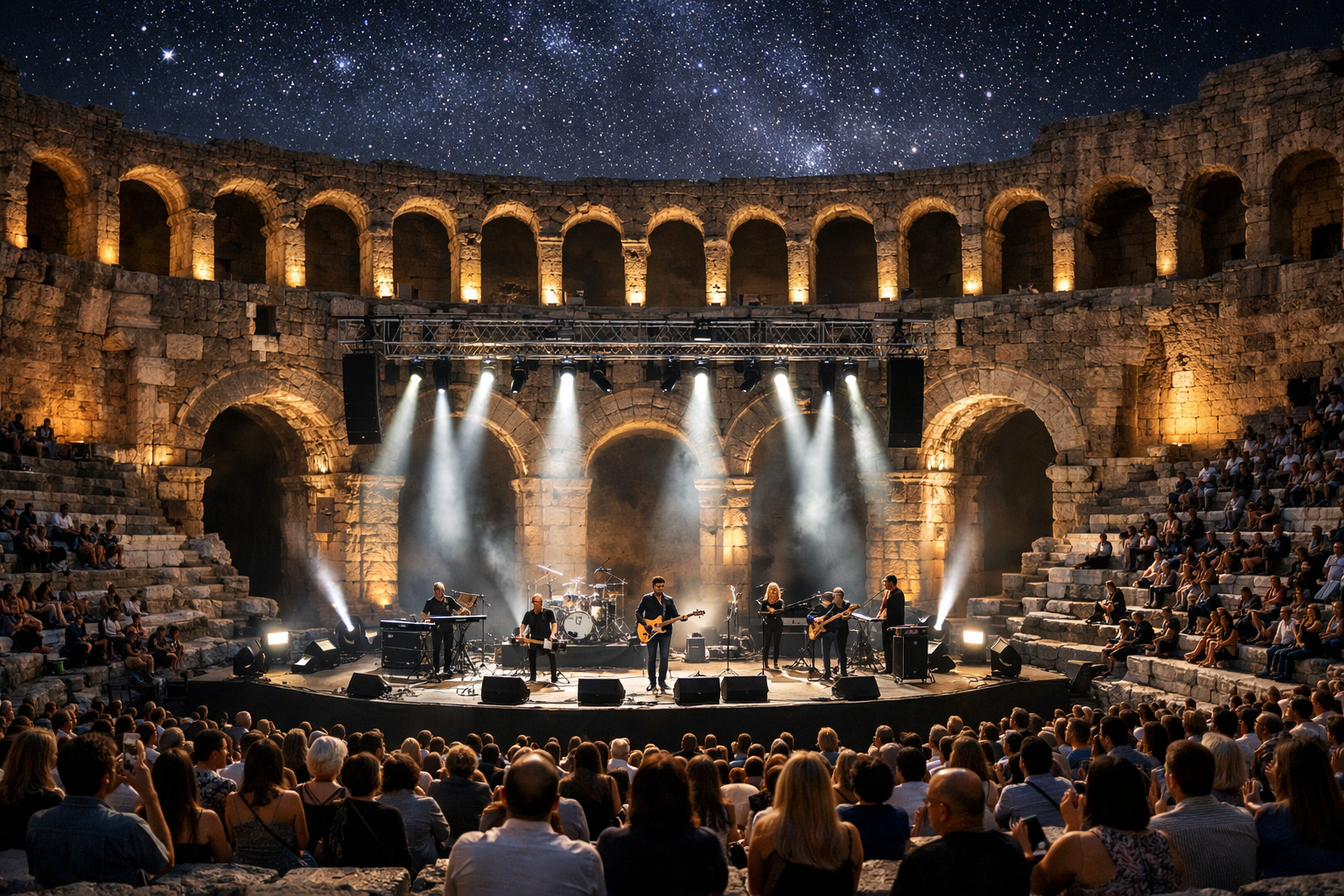 Antalya antik amfitiyatroda sahne performansı