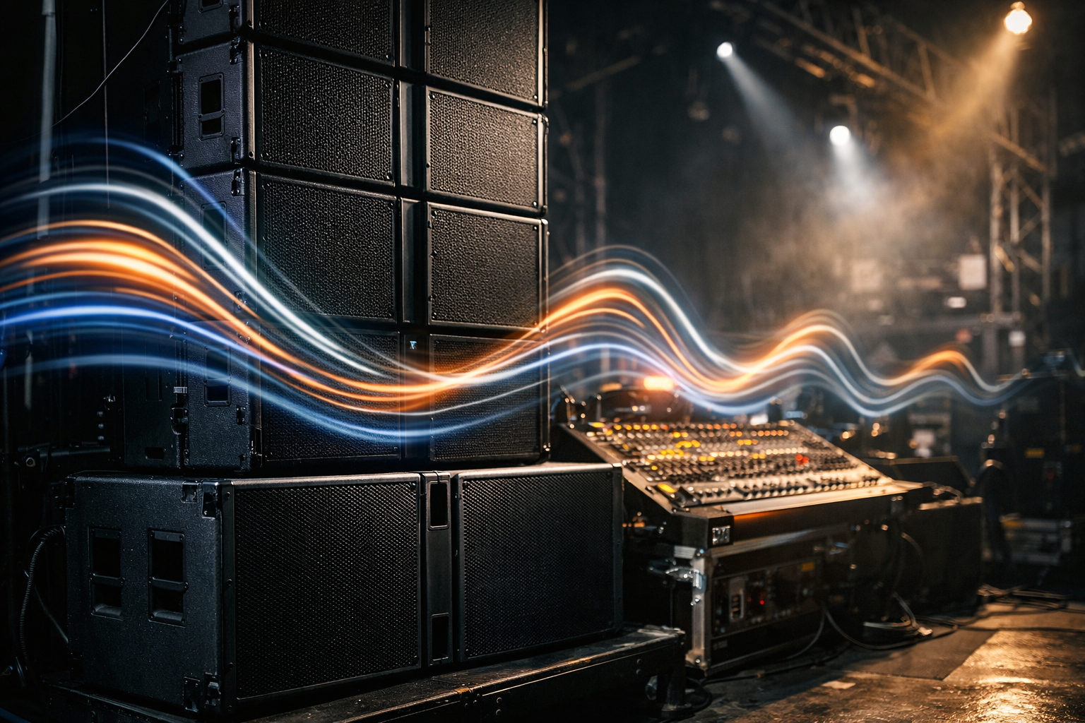Canlı müzik ortamında ses sistemi ve hoparlörler